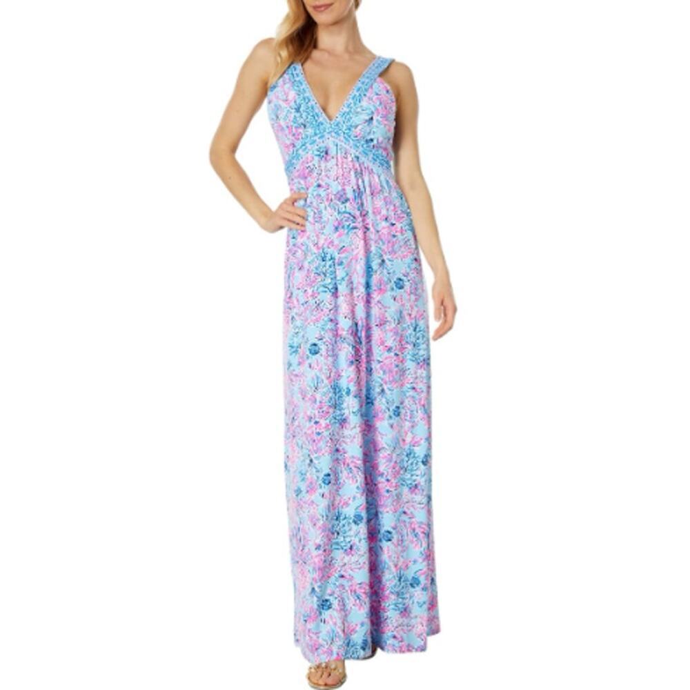 Lilly Pulitzer Women's Celestial Blue Serena V-Neck Maxi Dress Size 6 - Picture 1 of 7